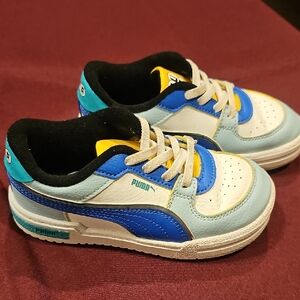 Puma Blue and White Sneakers with Retro Design